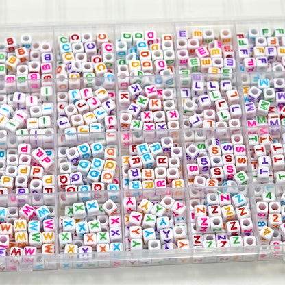 Melius 1450Pcs Acrylic Glow Letter Beads, Alphabetical Glowing in The Dark Beads in 28 Grid Box for Jewelry Making, DIY Bracelets, Necklaces, Key Chains (Glowing, 4x7mm)