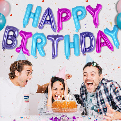 Happy Birthday Balloons Banner, Foil Balloon Personalized Name Letters Balloons Sign Birthday Party Decorations for Women Men Boys Girls Cream