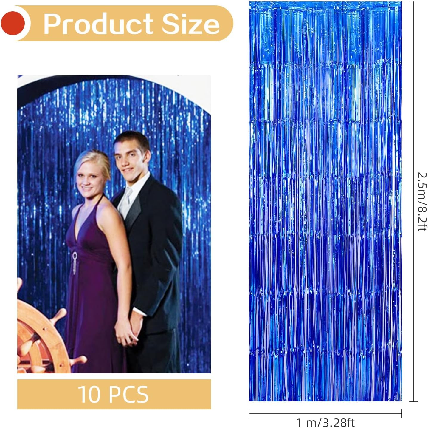 10 Pack Silver Backdrop Curtain 3.2ft x 8.2ft Metallic Tinsel Foil Fringe Curtains Photo Booth Background for Birthday Party Decoration Baby Shower Engagement Wedding Christmas Decoration (Silver)