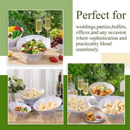 Liacere 54 OZ Clear Plastic Serving Bowls - 16PCS Angled Serving Bowls - Disposable Bowl for Candy Chip - Party Table Salad and Fruit，Can be Used Weddings and Gatherings＆ New Year