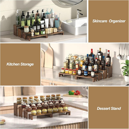 2 Set Wooden Tiered Risers Display Stands for Vendor Events,Stackable Wood Cupcake Display Stand,Farmhouse Decor Wood Dessert Table Display Set,Vendor Booth Display Items,Food Display Risers for Party