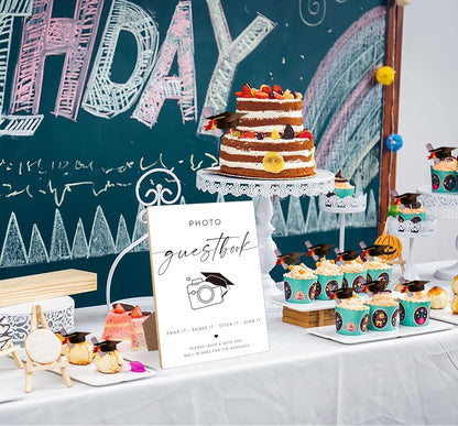 Graduation Photo Guest Book Sign, Graduation Decorations 2026 Congrats Grad Party Supplies, 8 X 11" Grad Party Wooden Table Sign for College, High School