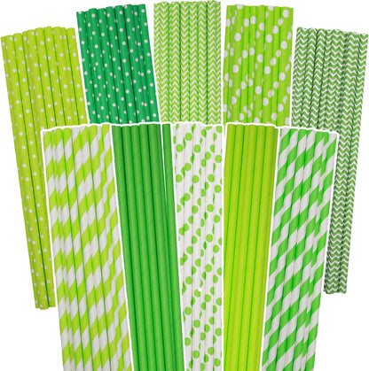 Pink Paper Straws 150pcs Disposable Straws Bulk (10 Pattern) qiqee