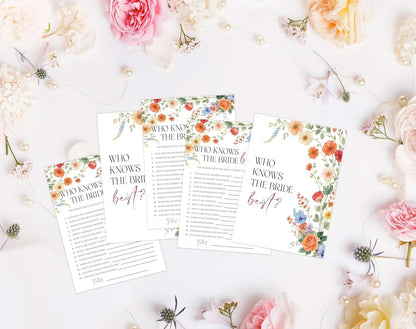 Wildflower Bridal Shower Games, Boho Flowers Bridal Shower Bingo Game with Blank Squares for 30 Guests with Game Cards, Bridal Shower Decor, Wedding Decorations Supplies (15)
