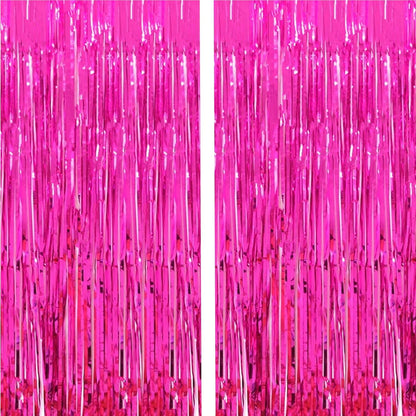 i-CHONY 2 Pcs 3.2ft x 8.2ft Champagne Gold Metallic Tinsel Foil Fringe Curtains Photo Booth Backdrop for Baby Shower Birthday Wedding Holiday Celebration Bachelorette Party Decorations