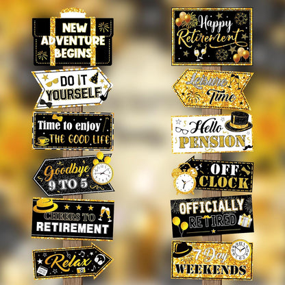 24 Pieces Retirement Decorations Retirement Party Directional Sign Retired Welcome Signs for Adults Retirement Themed Party Decorations Birthday Party Supplies