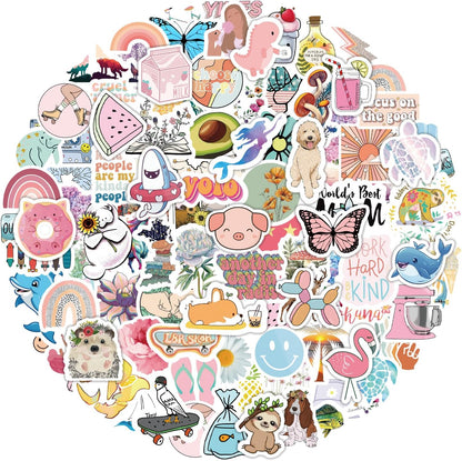 200Pcs Water Bottle Stickers for Kids, Cute Stickers for Water Bottles, Vinyl Waterproof Aesthetic Laptop Sticker Pack Classroom Prizes Skateboard for Kids Teens Girls Students (Cute-200pcs)