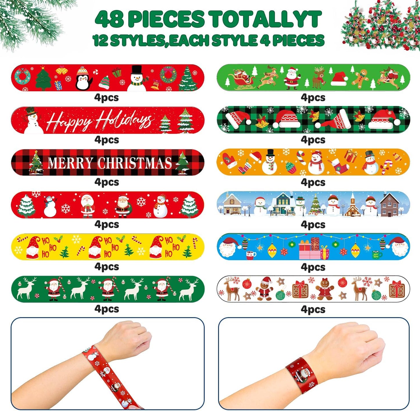 48 pcs 4th of July Slap Bracelets Toys, 4th of July Party Favors Supplies Patriotic Accessories Decorations