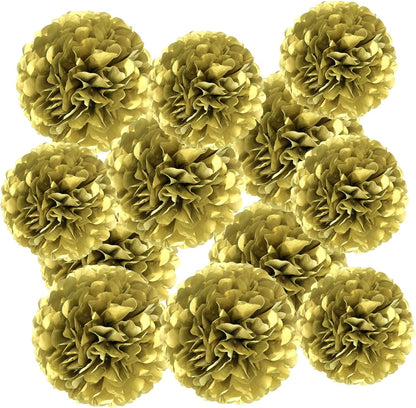 White Paper Pom Poms - Party Tissue Paper Flowers Balls - Party Hanging Decoration Supplies - Size of 10inch, 12inch, Great for Wedding, Birthday, Any Parties and Events (12 PCS)