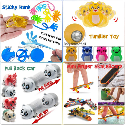 Totbit 56 Pcs Party Favors Toys for Kids 4-8 8-12 3-5, Treasure Chest Box Toys Classroom Carnival Prizes Small Bulk Pop Fidget Toys Pack Pinata Stuffers Birthday Gifts Goodie Goody Candy Bags Fillers