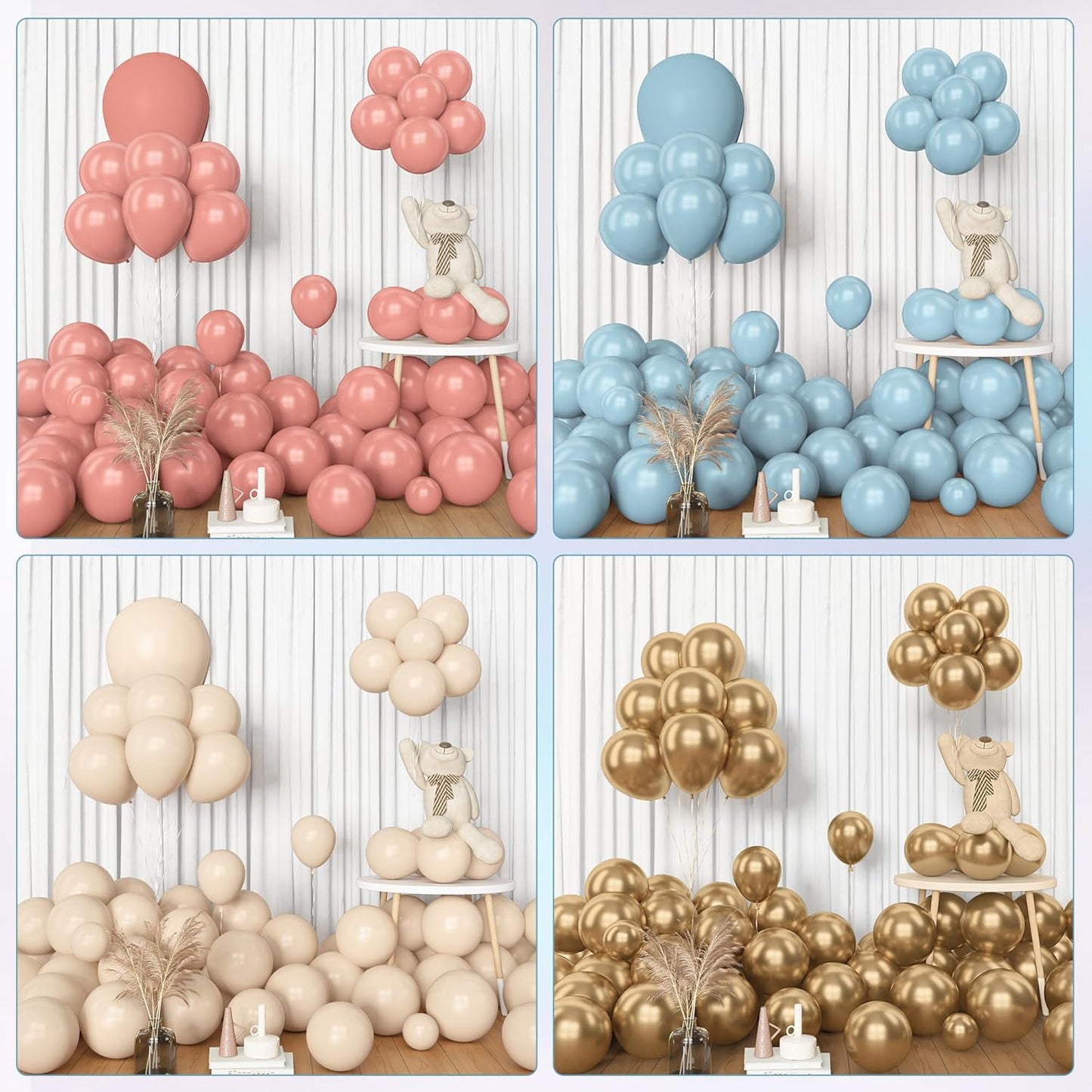 Amandir 153pcs Pink Purple Balloon Garland Arch Kit, Different Sizes 18 12 10 5 inch Pink Purple Red Latex Metallic Confetti Purple Balloons for Girl Women Birthday Bridal Baby Shower Party Decoration