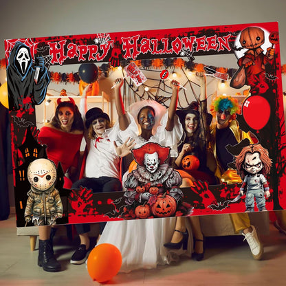 Halloween Photo Booth Props Kit, 16PCS Photo Props & Selfie Frame Halloween Party Decoration Supplies Dress Up Party Costumes Accessories for Photoshoot Selfie Props (Orange)