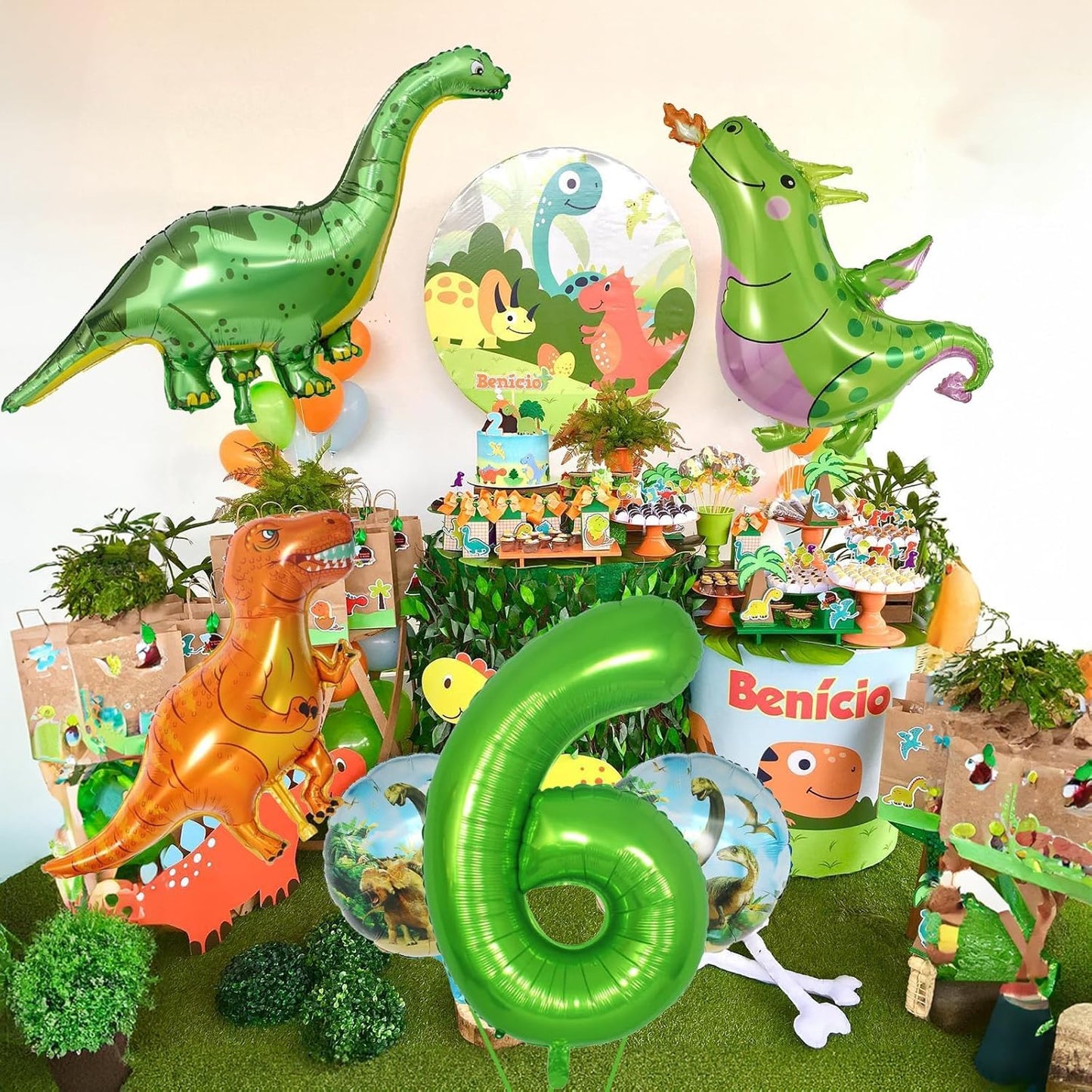 Dinosaur 5th Birthday Decorations, Dinosaur Birthday Party Decorations with Giant Inflatable Dinosaur Balloons 40 Inch Helium Foil Mylar Number 5 Balloons for Dinosaur Theme Birthday Party Decorations