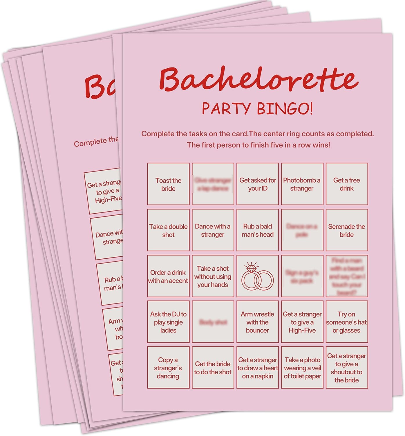 Bachelorette Party Bingo Cards, 25 Unique Sheets, Fun Bridal Shower Game for Guests, Pink Party Activity Celebration