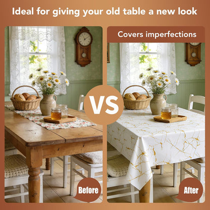 sancua Clear Plastic 100% Waterproof Tablecloth - 54 x 78 Inch - Vinyl PVC Rectangle Table Cloth Protector Oil Spill Proof Wipe Clean Table Cover for Dining Tables, Parties & Camping, Crystal Clear