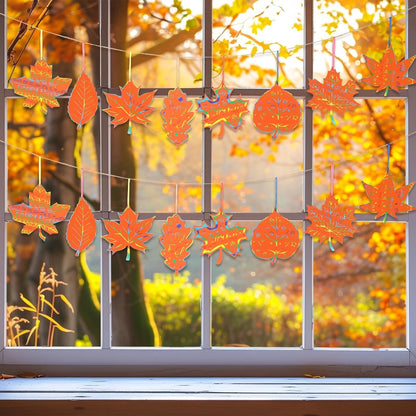 Frienda 80 Sets Fall Crafts Thanksgiving Scratch Crafts Colorful Color Scratch Maple Leaves Art Thanksgiving Arts and Craft for Classroom Activities Party Favors, 8 Design