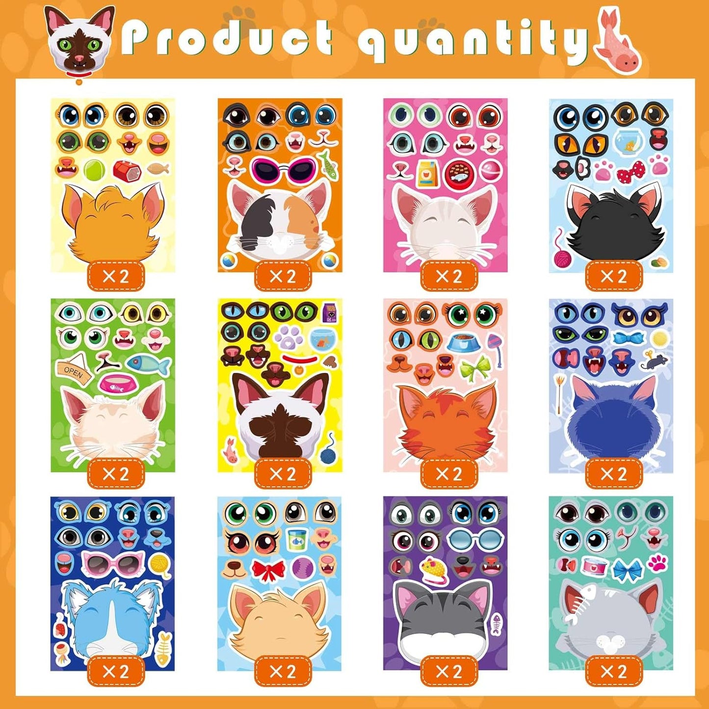 24 Sheets Make-a-face Cupcake Stickers Make Your Own Dessert Stickers Mix and Match Sweets and Fruit Treats Party Favor Supplies for Kids Ice Cream Sticker Games Birthday DIY Art Crafts
