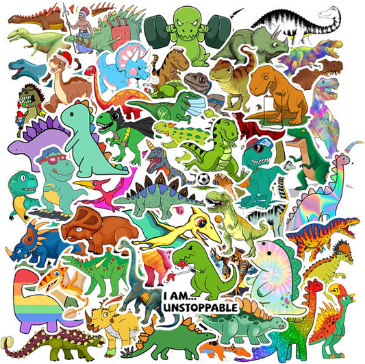 100PCS Dinosaur Stickers, Cute Waterproof Cartoon Stickers for Kids, Teaching Rewards, Dino Party Favourites, Stocking Stuffers for Kids Boys Girls Toddlers Teens