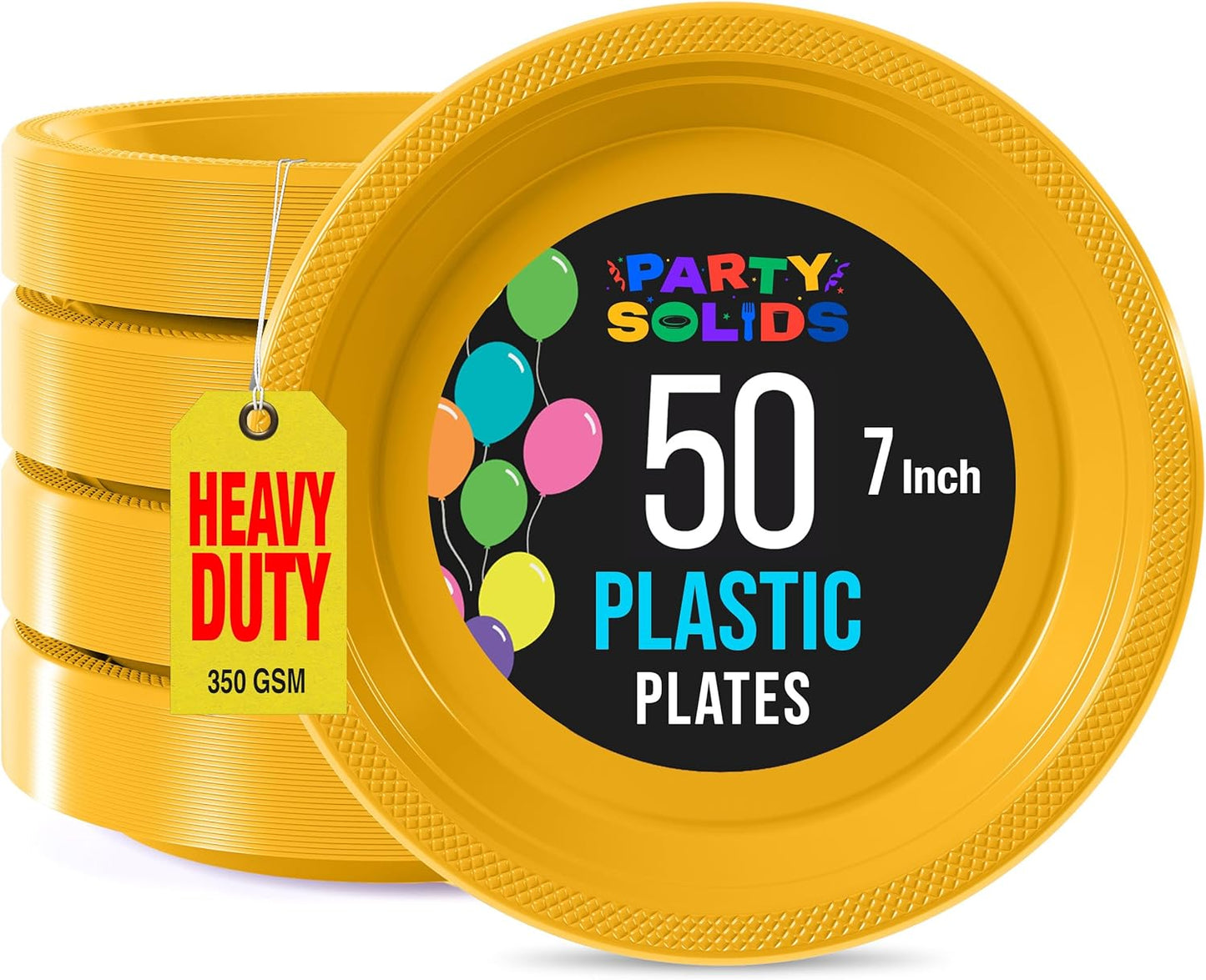 Exquisite Party Solids Red Plastic Plates For Party Supplies 10" Red Disposable Plates Heavy Duty 50 Pcs Plastic Dinnerware Sets Heavy Duty 350 GSM Disposable Dinnerware Set