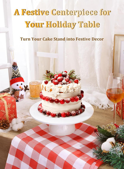 12 inch Porcelain Cake Stand, Round Dessert Stand, Cupcake Stand for Birthday Parties, Weddings, Baby Shower and Other Events, White