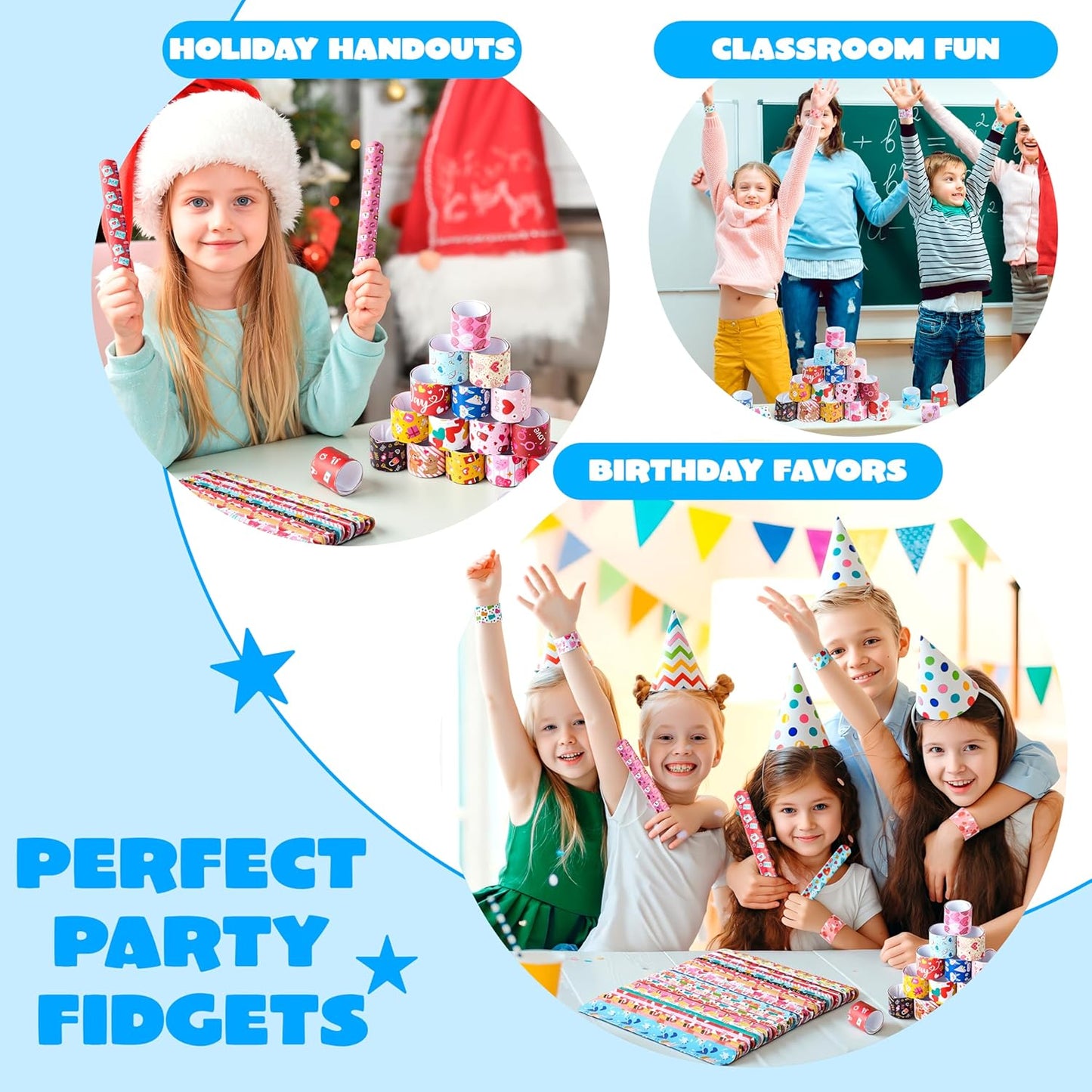 JOYIN 144 Pcs Slap Bracelets for Kids, Bulk Wristbands with Animals, Friendship, Heart, Party Favors, Classroom Prizes Birthday Exchanging Gifts,Goodies Bag Stuffers Fillers