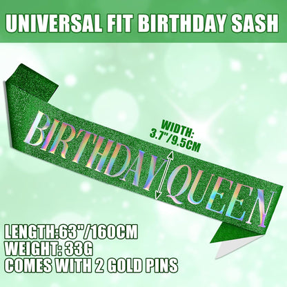 RUDONG M Birthday Queen Sash Glitter - Gold Birthday Sash for Women & Girls | Sweet 16/18th/21st/30th/40th/50th/60th/70th, All-Age Celebration Party Decor