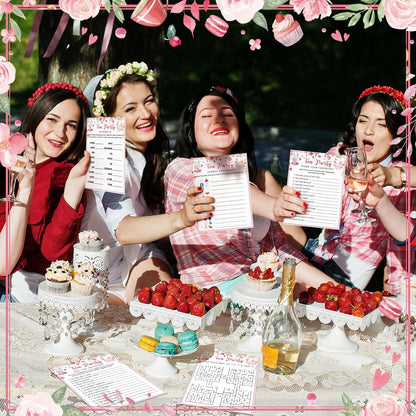 Fullhawl 202 Pcs Tea Party Games 40 Players Floral Tea Party Cards Garden Tea Party Games for School Party, Birthday, Bridal Shower, Garden Tea Party, Family Activities Party, Group Activity