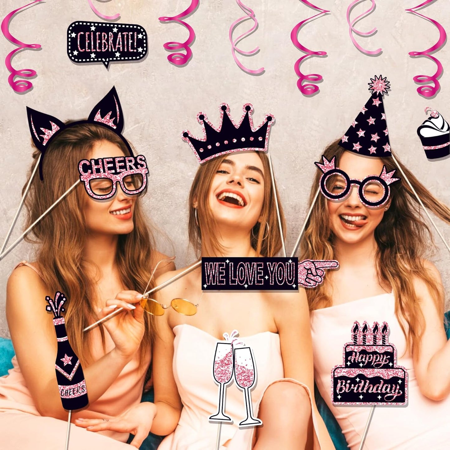 36 PCS Birthday Photo Booth Props Party Supplies Holiday Picture Decorations Photo Booth Props for Birthday Party Favors Pose Sign Kit Fun for Party (Purple and Black)
