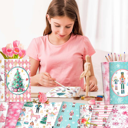 24Packs Ballerina Nutcracker Mini Notepads - Christmas Soldier Ballet Fairy Pocket Notebooks with 12 Designs & Lined Pages, 3.15x4.92 Inches Journal Memo Pads for Xmas Winter Holiday Party Favors