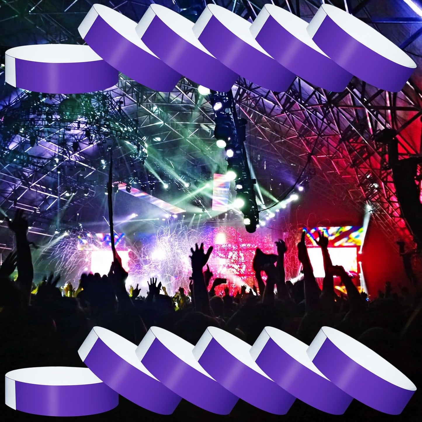 1200 Pcs Plastic Paper Wristbands for Events Neon Color Wrist Bands Concert Identification Wristbands Paper Bracelets Wristbands Party Hand Bands (Multicolor)