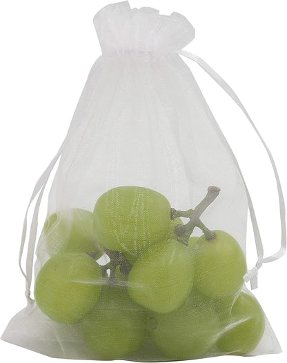 Wudygirl 100pcs 5X7 Inches White Organza Bags Christmas Drawstring Pouches Party Wedding Favor Bags Goodie bags(White 5x7)