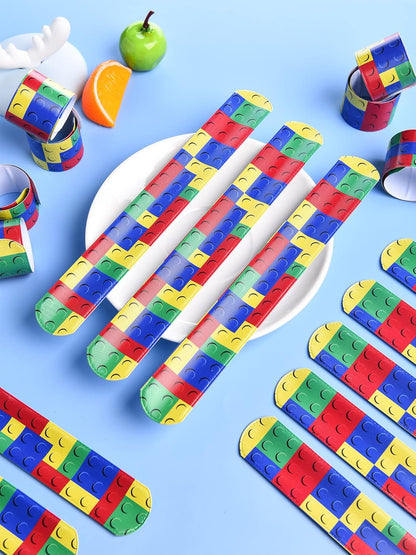 Gejoy Building Block Slap Bracelet Building Block Snap Bracelets Wristbands Colorful Brick Party Supplies for Birthday Party Favors Goodie Bag Stuffers