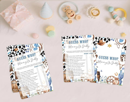 Cowboy Baby Shower Bingo Game, Pack of 30 Game Cards, Wild West Rodeo Shower Game, Gender Reveal Party Decorations, Gender Neutral - KR59