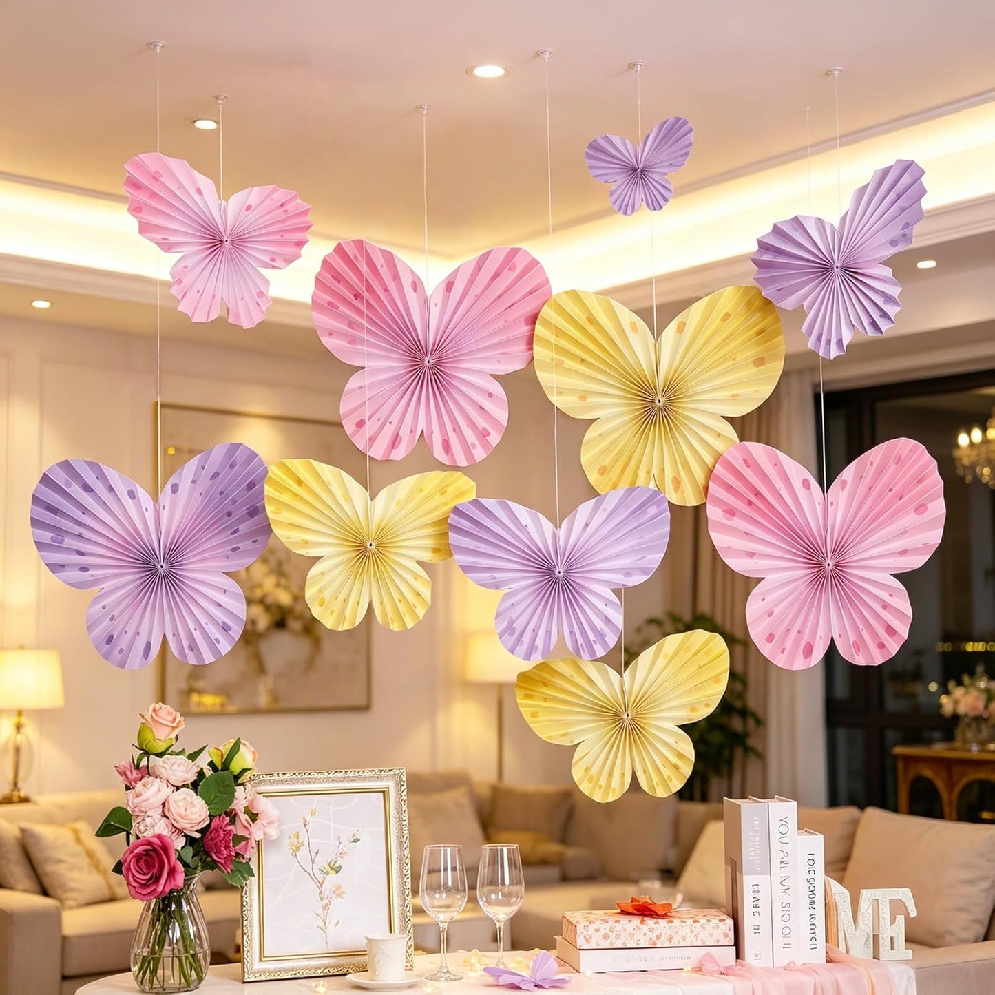 Easy Joy Paper Leaves Decorations for Wall Paper Fans Classroom Decoration Leaves Backdrop Decor Wall Decor,Set of 9