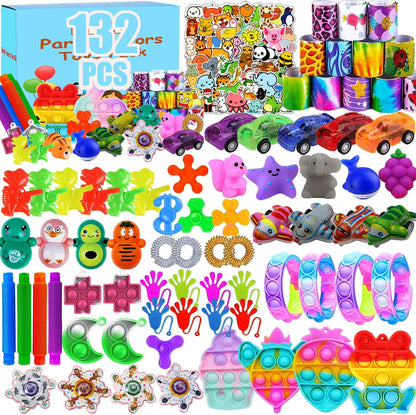 132 Pcs Party Favors for Kids 4-8, Treasure Box Toys for Classroom, Prizes for Kids Classroom, Pinata Fillers Goodie Bags Stuffers, Bulk Fidget Toys Birthday Gifts