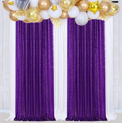 Poise3EHome Black Sequin Backdrop Curtains, 2 Panels 2FTx8FT Glitter Photo Booth Backdrop for Halloween Birthday Bachelorette Wednesday Twilight Party Decorations