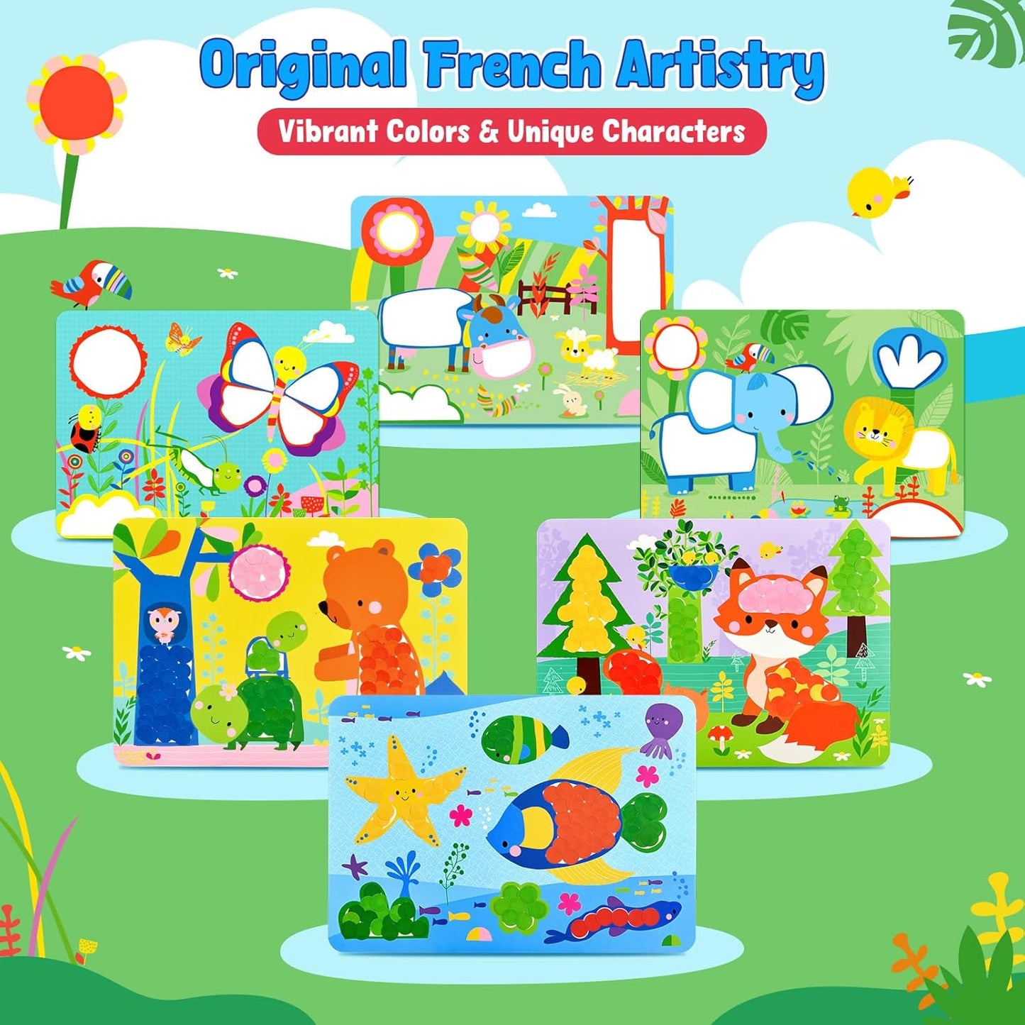 JoyCat 24 Pack Dot Art Craft Kits for Kids Party Favors, Mess-Free Dot Sticker Activity Set with 4800+ Stickers & Goodie Bags, Classroom Prizes, Treasure Box Toys, Goodie Bag Stuffers Ages 3-8