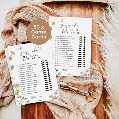 GardenCity Find The Guest Bingo Game Cards, Bridal Shower Games, Baby Shower Bingo, Wedding Game, 50 Cards - Wildflower