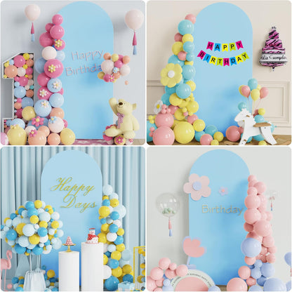 Wokceer 7.2 FT Wedding Arch Backdrop Stand and White Arch Cover, Metal Arch Stand with Arch Stand Cover for Birthday Party Wedding Ceremony Bridal Baby Shower Event Decor