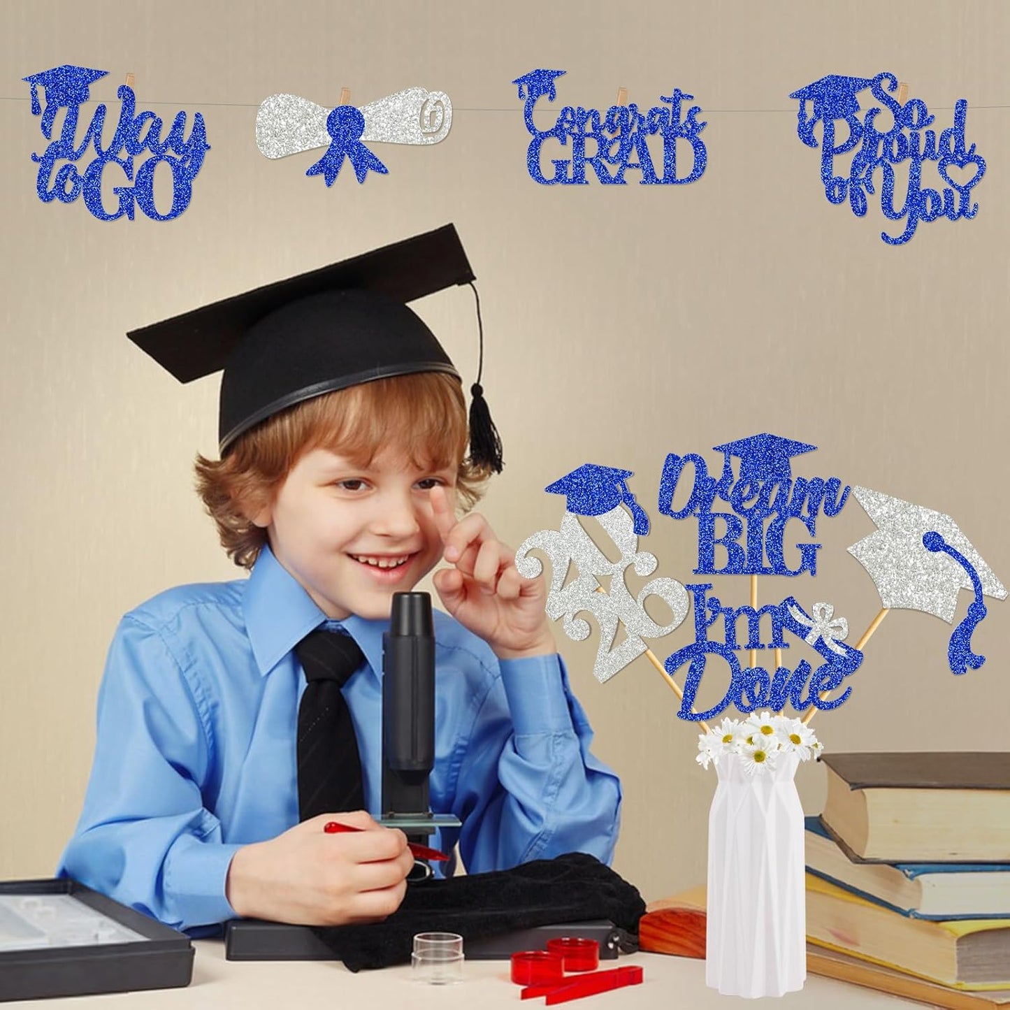 24Pcs Graduation Centerpieces for Tables: 2026 Graduation Centerpiece Sticks Class of 2026 for Grad Table Decorations Congrats Decorations (Black)