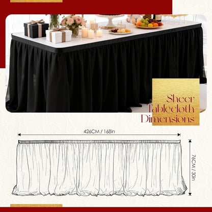 THARAHT Tulle Table Skirt 6FT 180CM Long for Rectangle Tables Round Tables Ruffle Desk Skirt for Princess Girls Birthday Party Cake Dessert Decorations Table Skirt