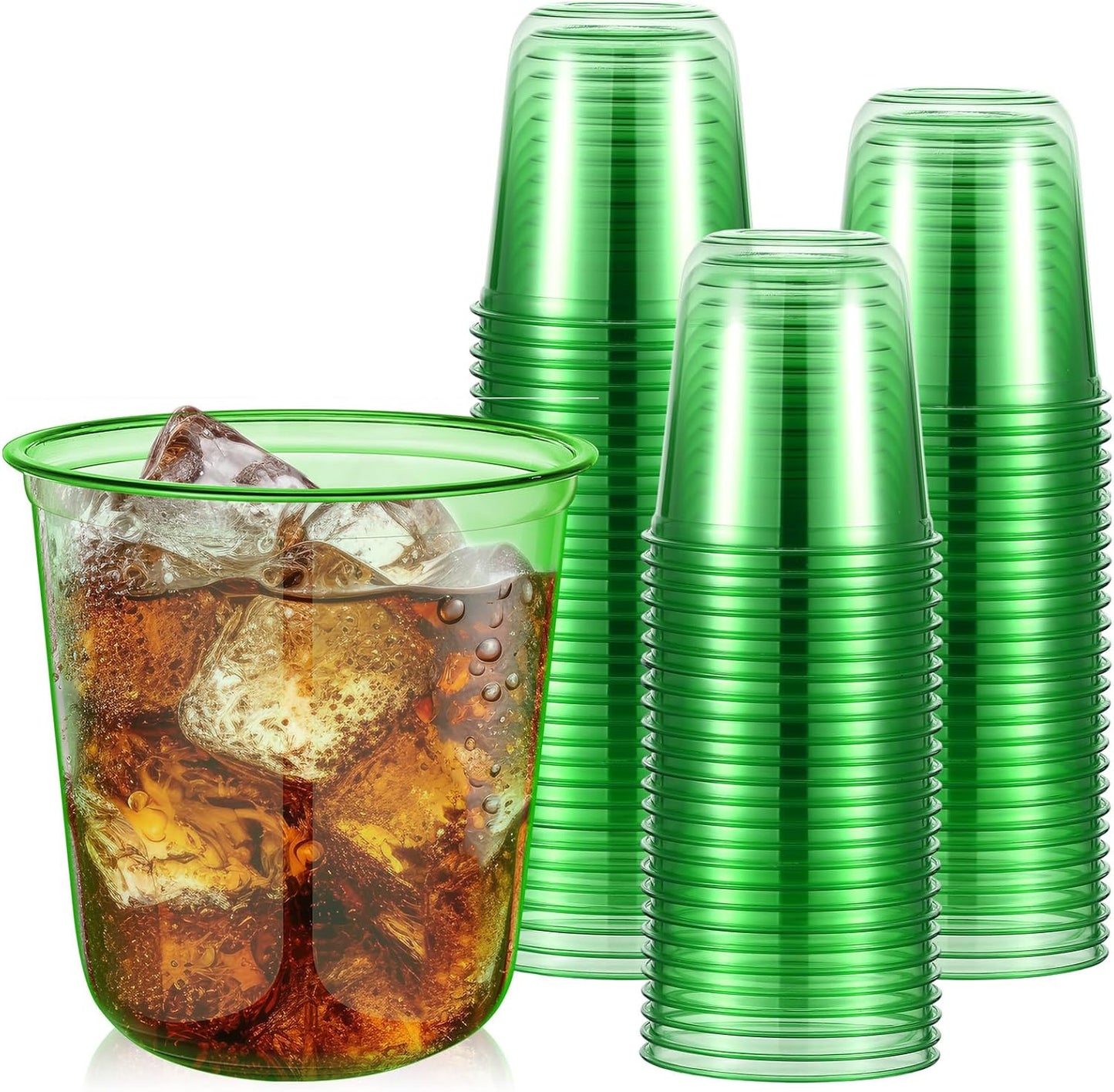 Ziliny 50 Pcs Disposable Stemless Glasses 12oz Crystal Plastic Wine Glasses Clear Classic Pet Cup for Meeting Weddings Birthdays Cocktail Christmas Party Supplies (Pink)