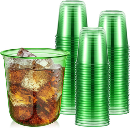 Ziliny 50 Pcs Disposable Stemless Glasses 12oz Crystal Plastic Wine Glasses Clear Classic Pet Cup for Meeting Weddings Birthdays Cocktail Christmas Party Supplies (Pink)