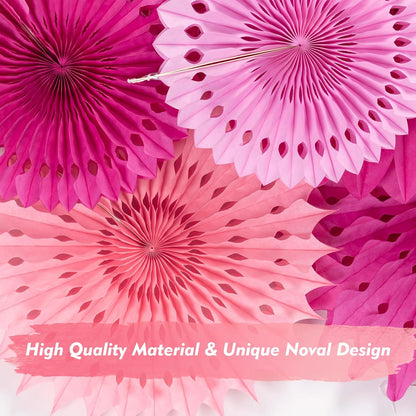 PAPER JAZZ Paper Flowers with Paper Fan Boho Hanging Decor Artificial Flowers Decorations for Wall Pink and Orange Party Decorations for Classroom, Beach Party, Summer Birthday Party Pack of 11.