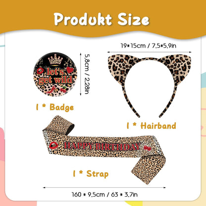 Cheetah Print Birthday Decorations Girls - 2 Pcs Leopard Birthday Queen Sash It’s My Birthday Badge Black Cheetah Birthday Accessories for Girls Women Party Decorations Gift