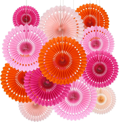 BestoFun 12PCS Paper Fans Hot Pink Party Decorations Tissue Paper Flowers Decorations Hanging Honeycomb Round Paper Fans Decoration for Girl Groovy Birthday Baby Shower Wedding