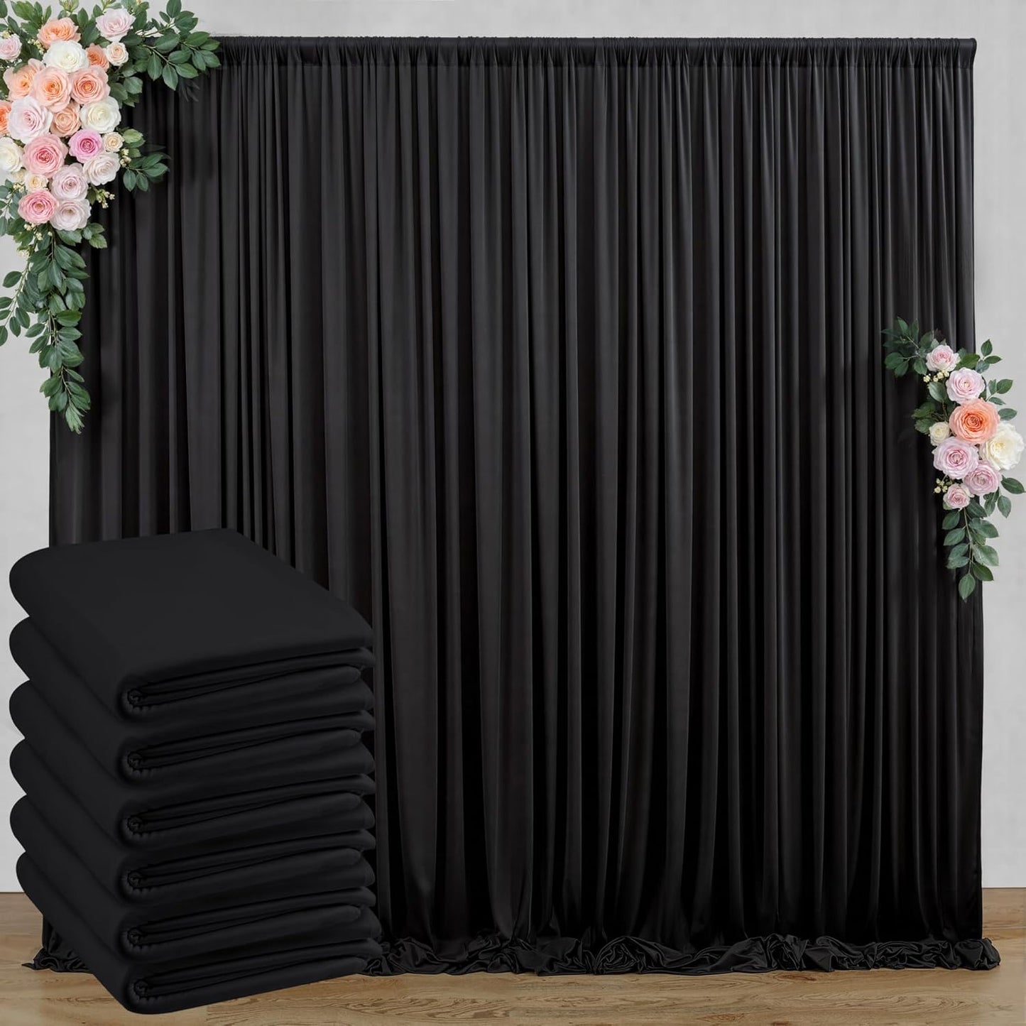 10 ft x 10 ft Wrinkle Free White Backdrop Curtains for Wedding Parties, Polyester Photography Backdrop Drapes for Birthday Parties Stage Backdrop Stand, 2 Panels 5x10FT Background Curtains