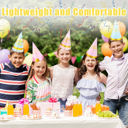 CANREVEL Party Hats for Adults, Birthday Party Headwear Supplies, Cone Hats Bulk for Women Men