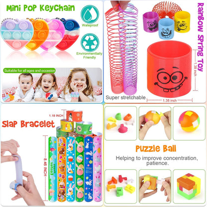 Totbit 56 Pcs Party Favors Toys for Kids 4-8 8-12 3-5, Treasure Chest Box Toys Classroom Carnival Prizes Small Bulk Pop Fidget Toys Pack Pinata Stuffers Birthday Gifts Goodie Goody Candy Bags Fillers