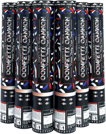 Confetti Sky [6 Pack] 12 Inch Confetti Cannons | Multicolor Confetti Poppers for Wedding Celebration, Birthday Party, Pranks, Graduation, Christmas Eve and New Year Celebration